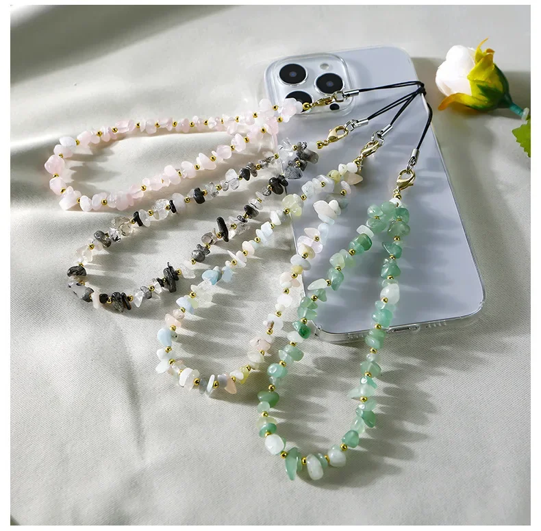 1pc Moonstone Crystal Handmade Natural Stone Beaded Cell Phone Strap  Phone Lanyard