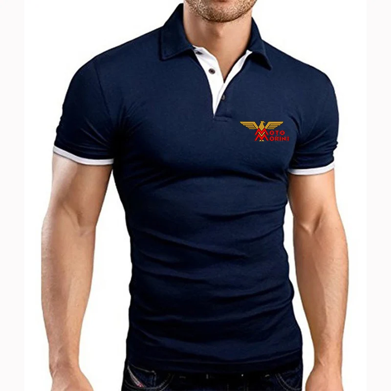 2024 New Summer Men's Moto Morini Logo Printed Popular Lapel Collar Breathable Fashion Sports Solid Color Comfortable Polo Shirt