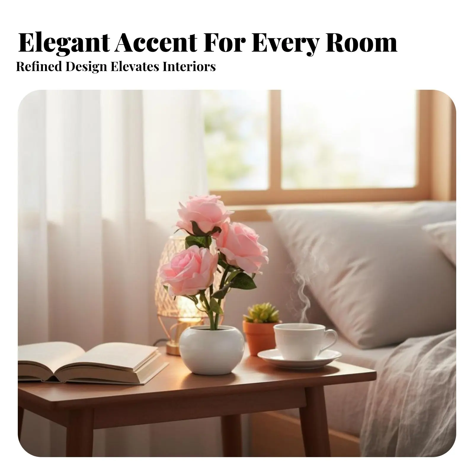 

Ceramic Floral Eternal Flower Night Light, Creative Bedside Ambient Light, Warm Light Decor, Gift for Girls