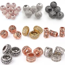 Micro Pave Zircon Beads Heart Round Shape Beads Diy Bracelet Necklace Design Jewelry Crafts Charms Fashion Making Accessories