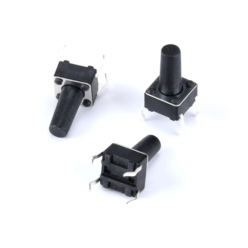 20pcs 6*6*11MM 4Pin Light Touch Power Switch Black Mini Push Button