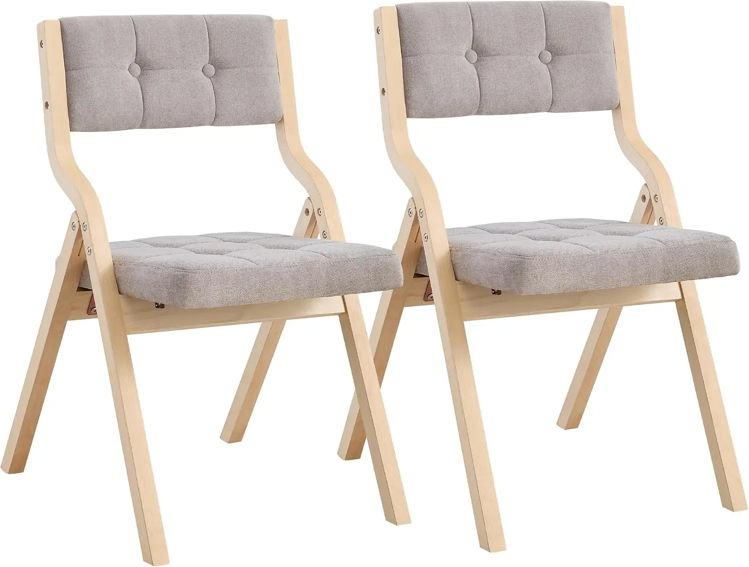 2-Pack Folding Dining Chairs with Cushion,Padded Foldable Dining Chairs,Portable Wooden Folding Chairs with Tufted Buttons Seat