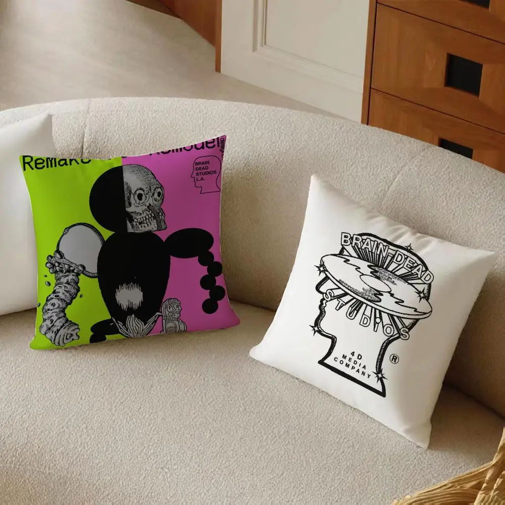 Los Angeles B-Brain Dead Cushion Cover Daily Washable Linen Pillowcase Soft  for Sofa Bed Home Room Decor