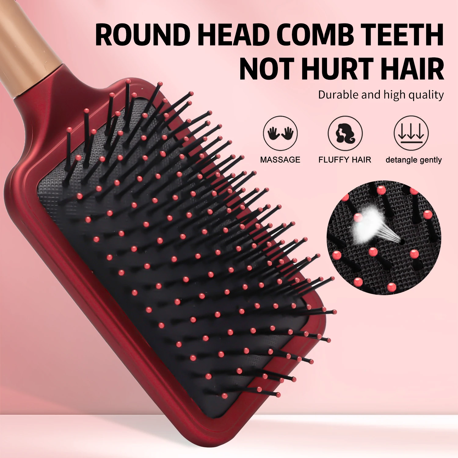 4 Pcs Hair Comb Set Massage Oval Brush With Silicone Cushion Base Detangling Brush Round Hair Brush Vent Hair Brush Christmas  ﻿