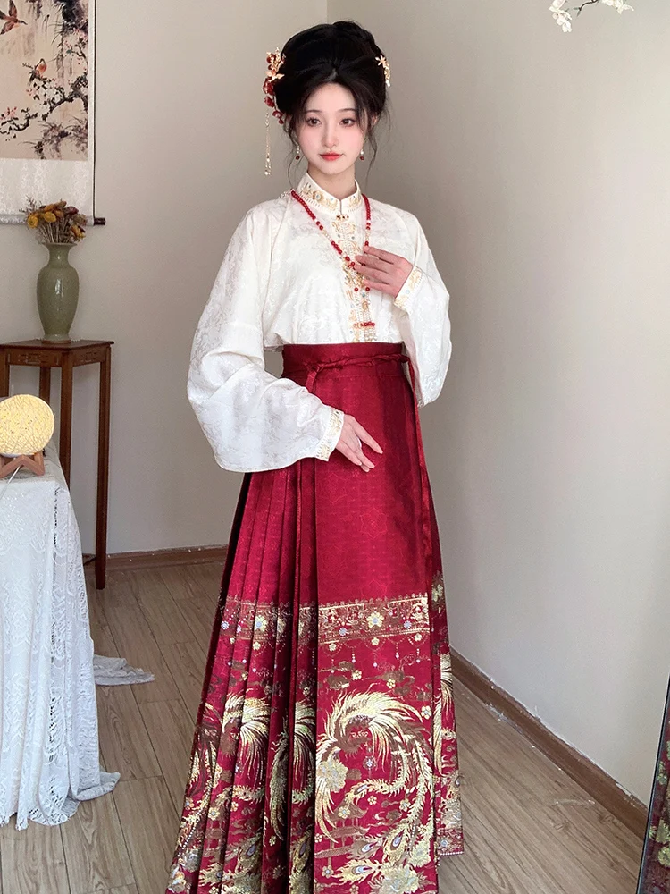 Lan Fenghua [Fengyu] Original Design Hanfu Ming Weaving Gold Horse Dress Set New Chinese Wedding Dress Toasting Dress