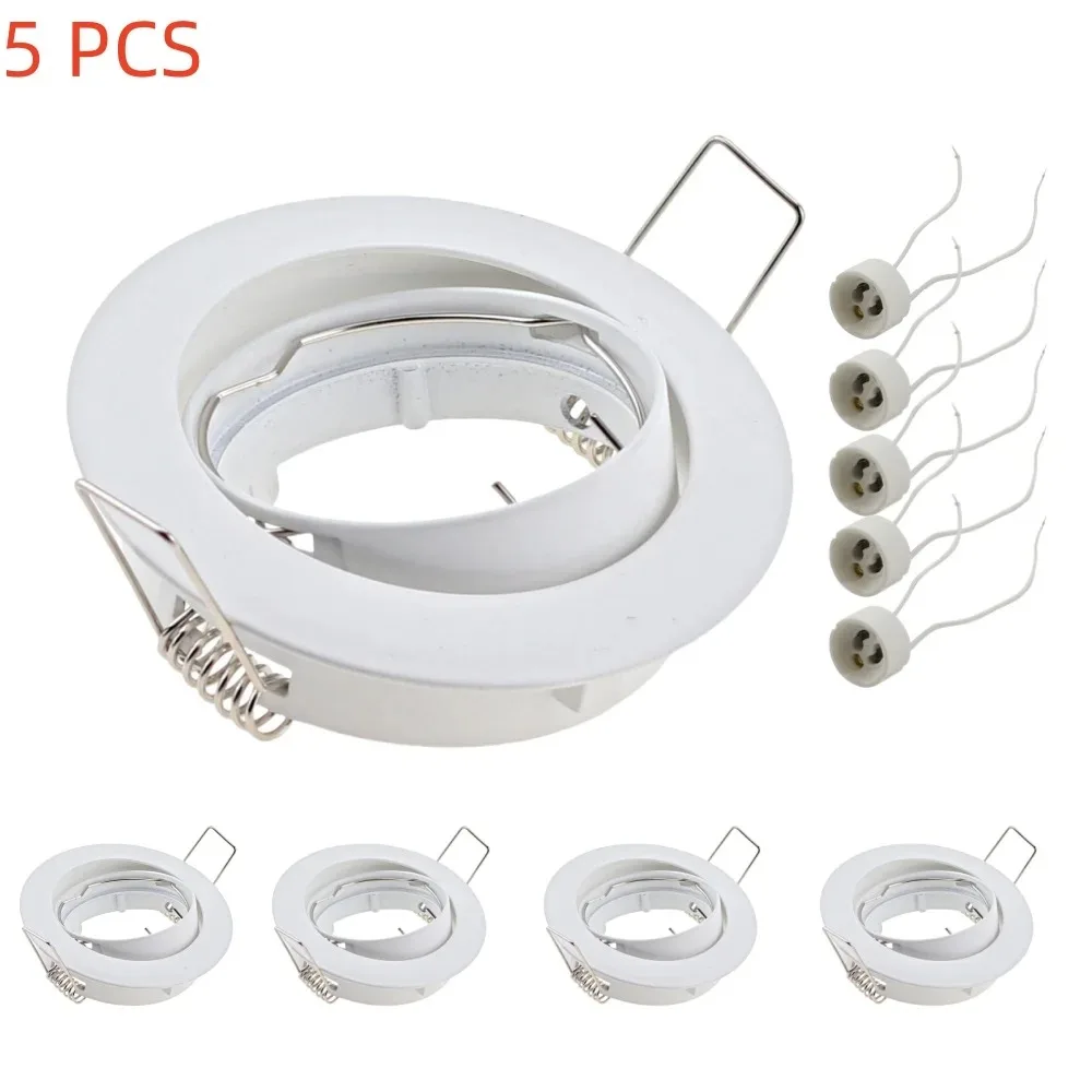 JOYINLED Juego de 5 Luces Empotradas Ajustables, Marco Giratorio para Techo, Portalámparas GU10/MR16, Downlight LED Moderno