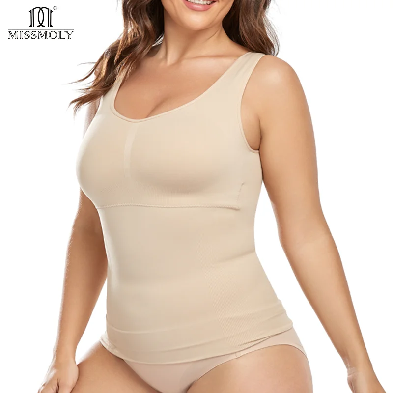 Plus Size Women Shapewear Tanks Top With Built in Bra MISS MOLY Compression Tummy Control Camis Shaper Lady Slimming Camisa Faja