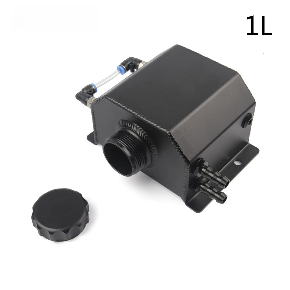 Universal 2L 1L Coolant Radiator Overflow Tank Reservoir Expansion Aluminum Silver Black