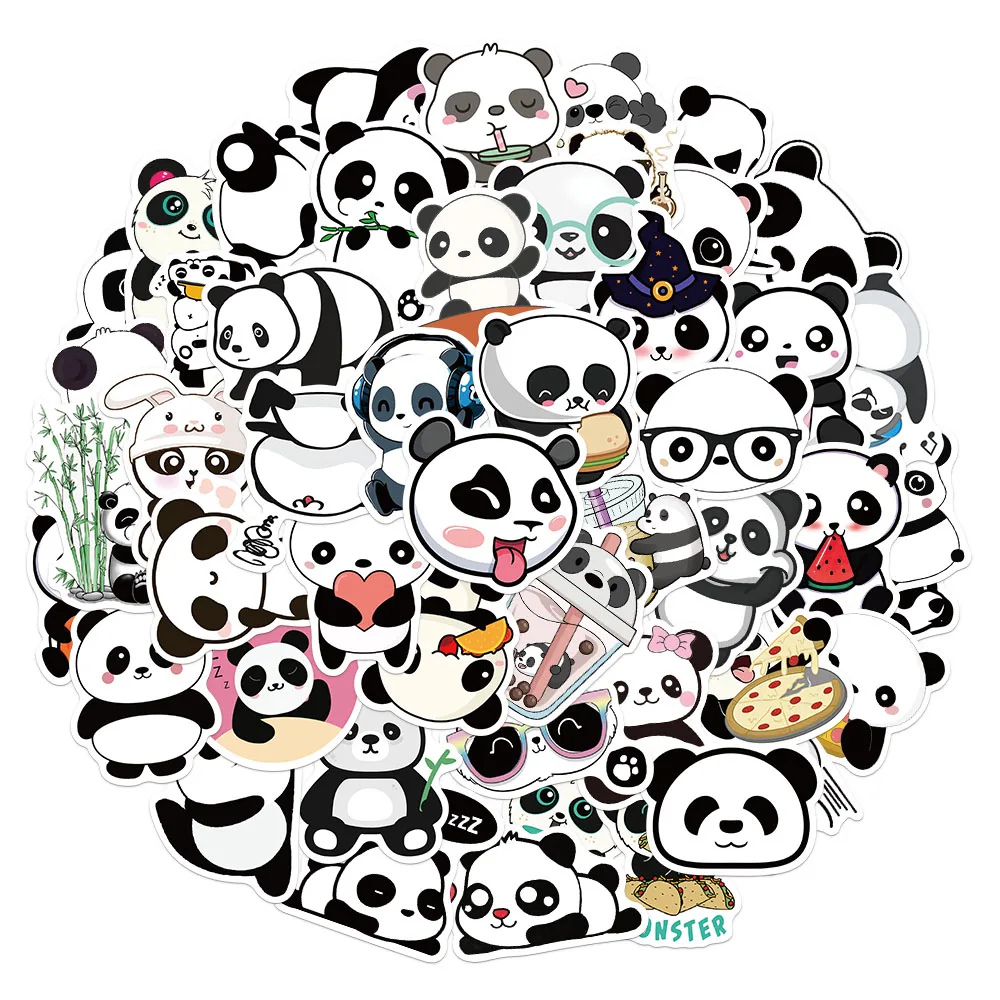 

50PCS Cute Cartoon Panda Decorative Sticker Pack DIY Scrapbook Phone Case Laptop Tablet Toy Decorative Stickers