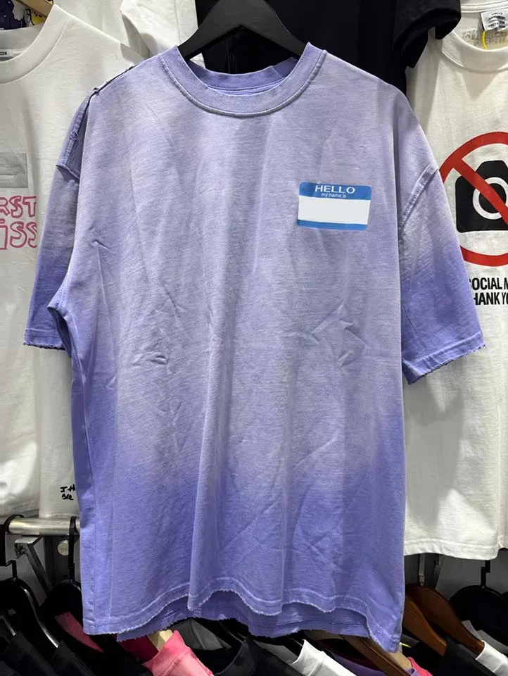 

Top Quality 1:1 Name Tag VT Logo Print Women Men Short Sleeve T shirts tees Hiphop Oversized HeavyCotton Men Casual T-shirt