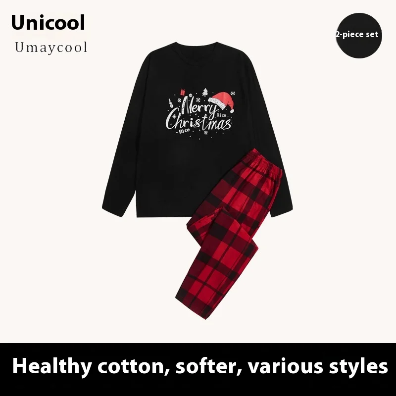 Men Christmas loungewear Pajamas Clothing Set Autumn Winter Cotton Long Sleeved Pants Christmas Pattern Loungewear for Men