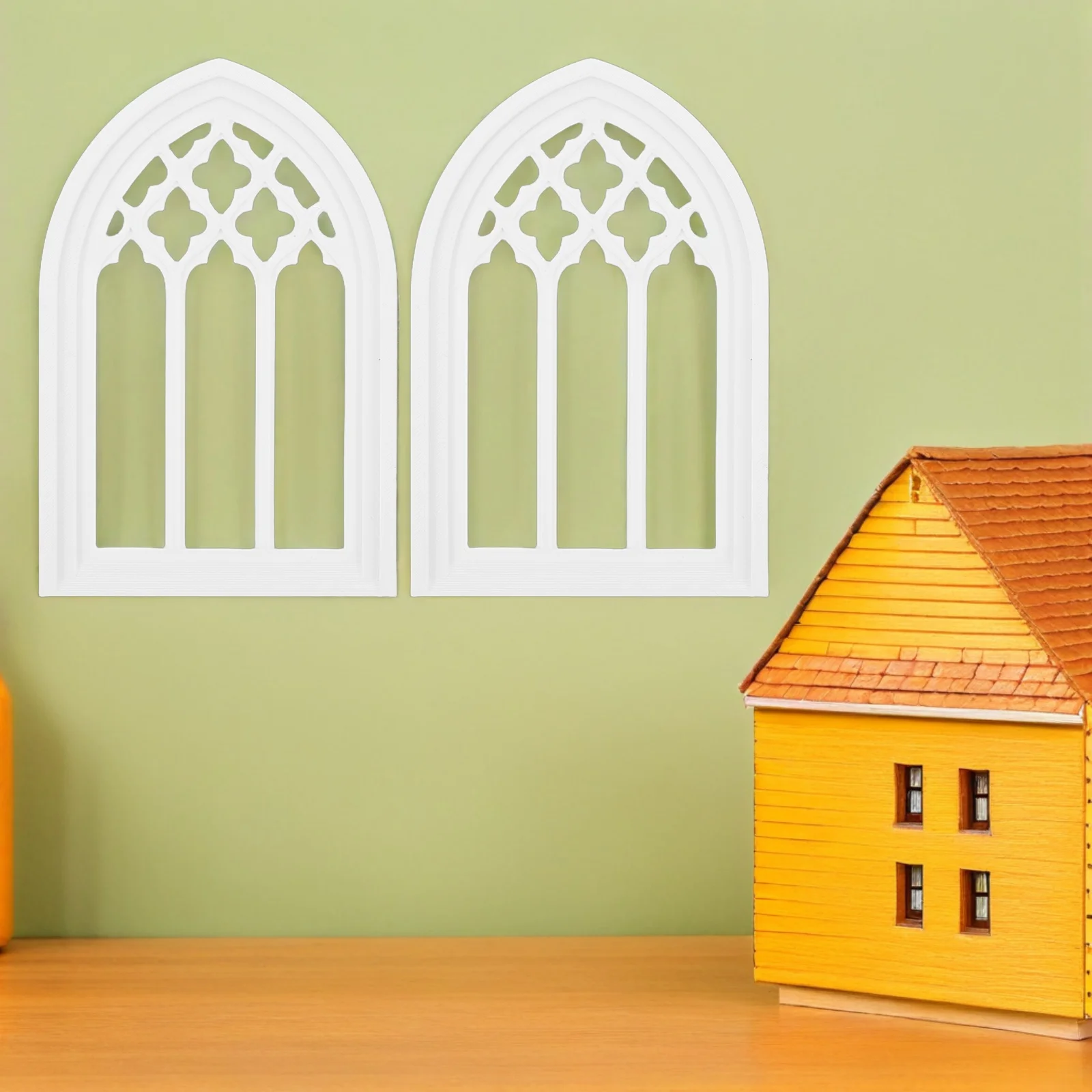 

2 шт. миниатюрное окно дома в европейском стиле пластиковый имитация декора для проектов кукольного домика «сделай сам» миниатюрная мебель для кукольного домика