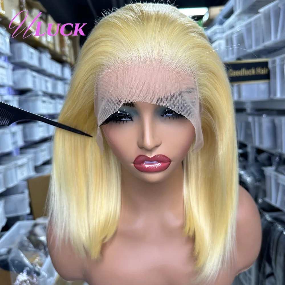 Uluck 613 Bionda Colorata Doppio Disegnato Bone Dritto Bob Parrucca 13x4 Parrucche Anteriori Del Merletto Parrucche Brasiliane Dei Capelli Umani Pre Pizzicate Per Le Donne