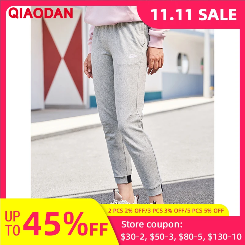 

QIAODAN спортивные штаны для женщин, осень 2023, новые свободные трикотажные брюки, повседневные брюки, тонкие длинные брюки, женская одежда XKL3292221
