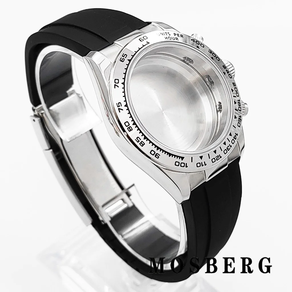 حافظة ساعة VK63 39 ملم فضية/ذهبية مع حزام من الفولاذ المقاوم للصدأ الصلب لساعات VK63 أجزاء ملحقات الحركة الأوتوماتيكية