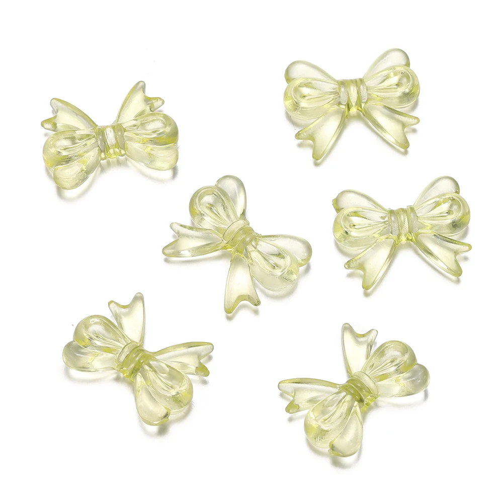 30Pcs Multicolor Transparent Bow Acrylic Beads for DIY