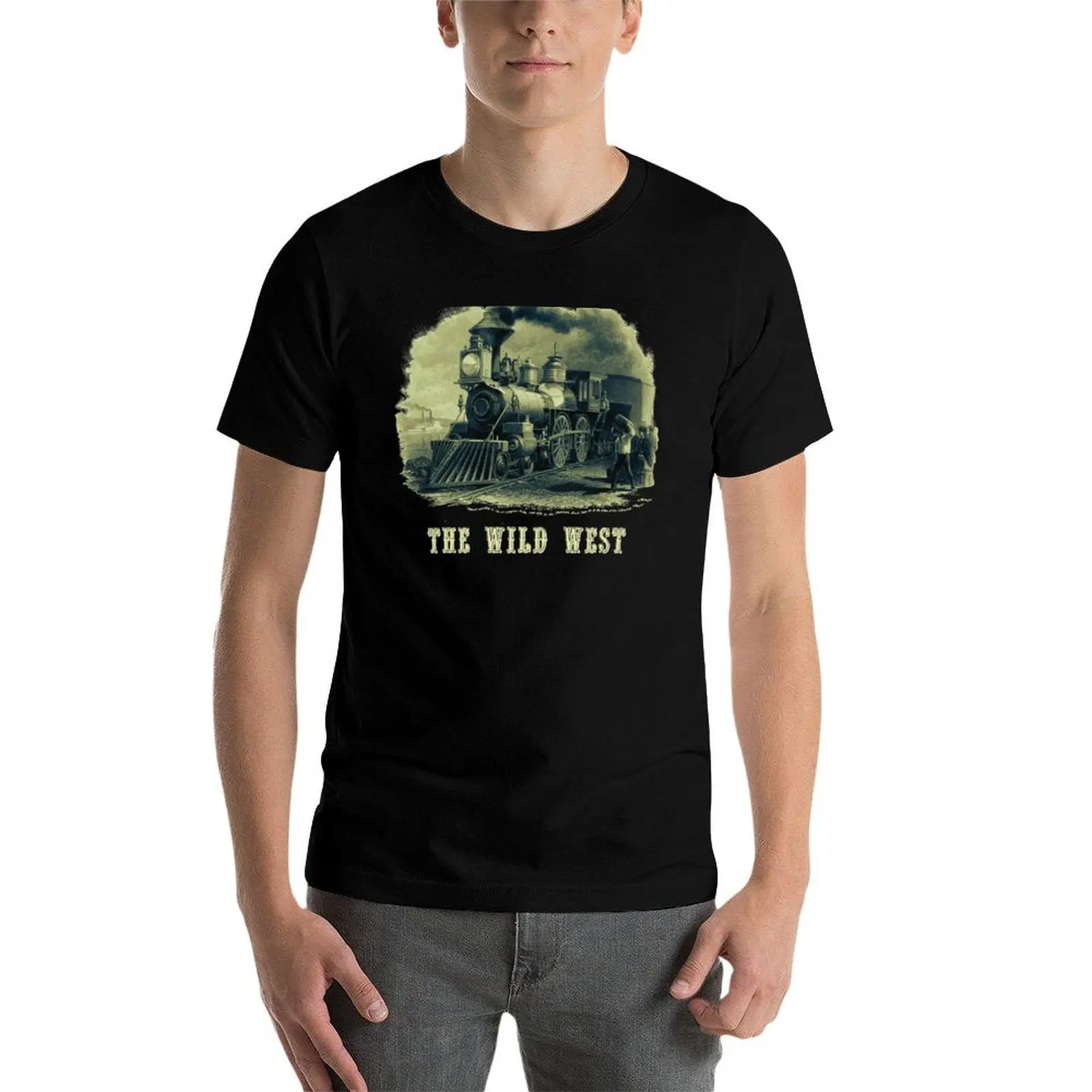 Wild West Vintage Steam Train T-Shirt anime figures graphic t shirt vintage mens cotton t shirts