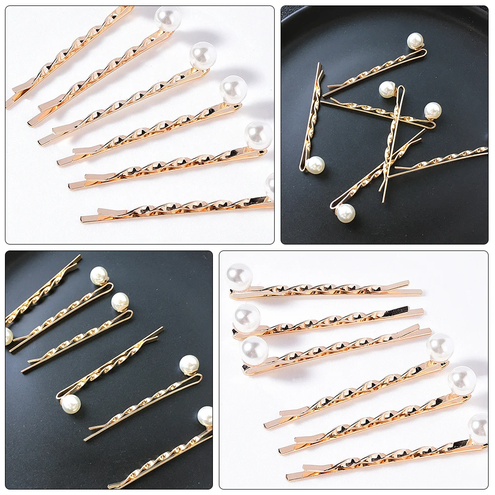 

Clip Decorative Hair Women Pearl Headwear Pin Accessory Elegant Durable Headdress Fashion Gold Clips