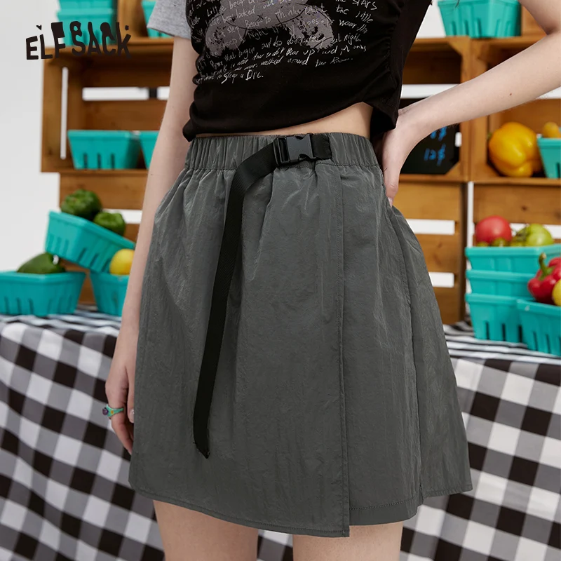 

ELFSACK 2024 summer new arrival picnic travel vacation holiday soft comfortable fitted High waisted split denim skirt long skirt