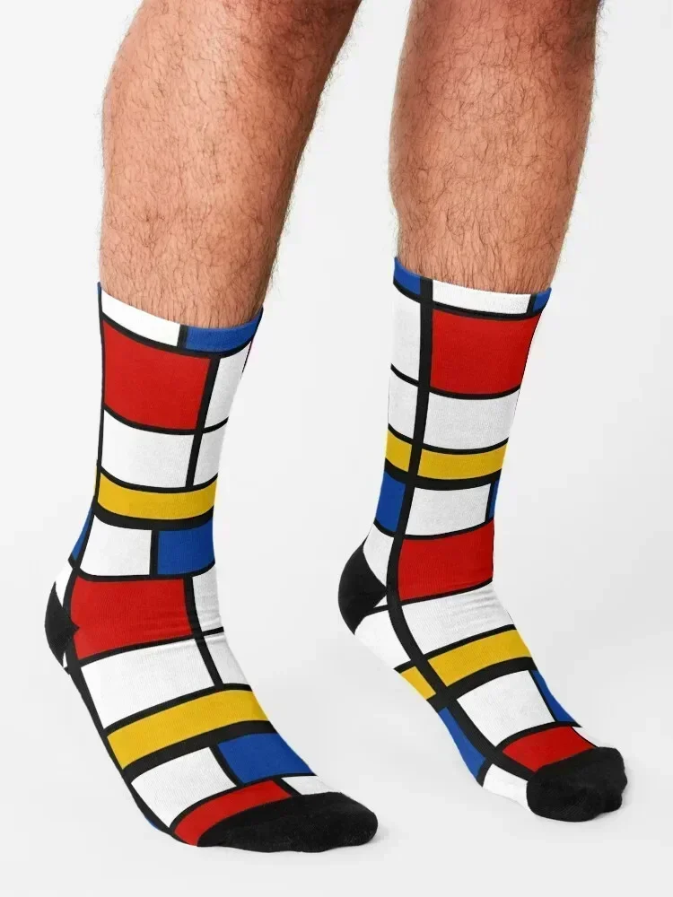 De Stijl #1 (Mondrian Inspired) Socks japanese fashion cotton warm winter essential Socks For Girls Men's