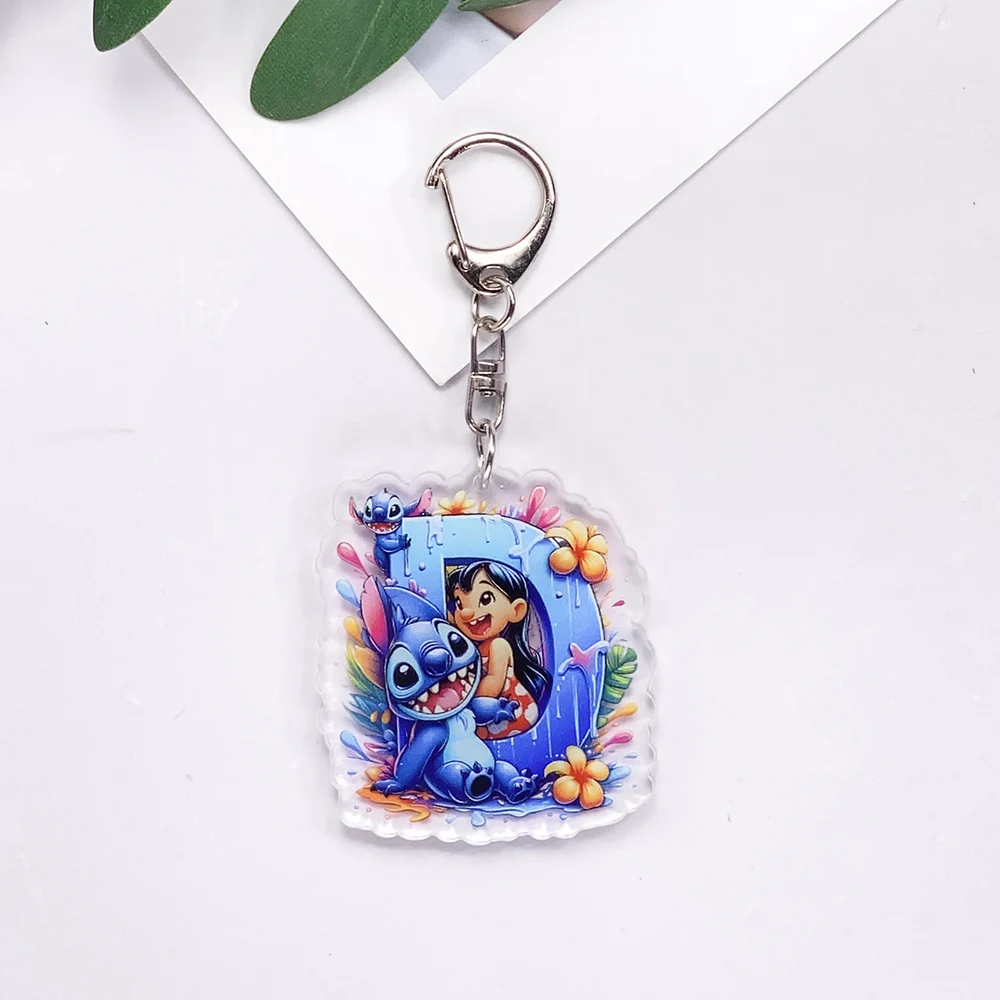 ديزني غرزة ليلو بيليكاي رسالة سيارة المفاتيح اكسسوارات الاكريليك حقيبة سحرية على ظهره قلادة الإبداعية حلقة رئيسية هدايا لمحبي
