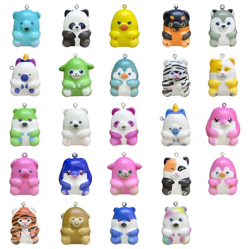 10Pcs/bag Cartoon Cute Slow Rebound Animal Soft Pinch Toys PU Funny Doll Children's Stress Relief Toys DIY Pendant Birthday Gift