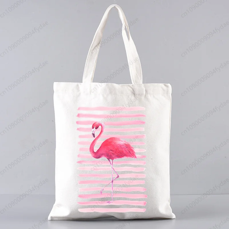 Flamingo Canvas Bag Shopper Bag Women Bags Classic Vintage Shoulder Bag Handbag Supplies Gift