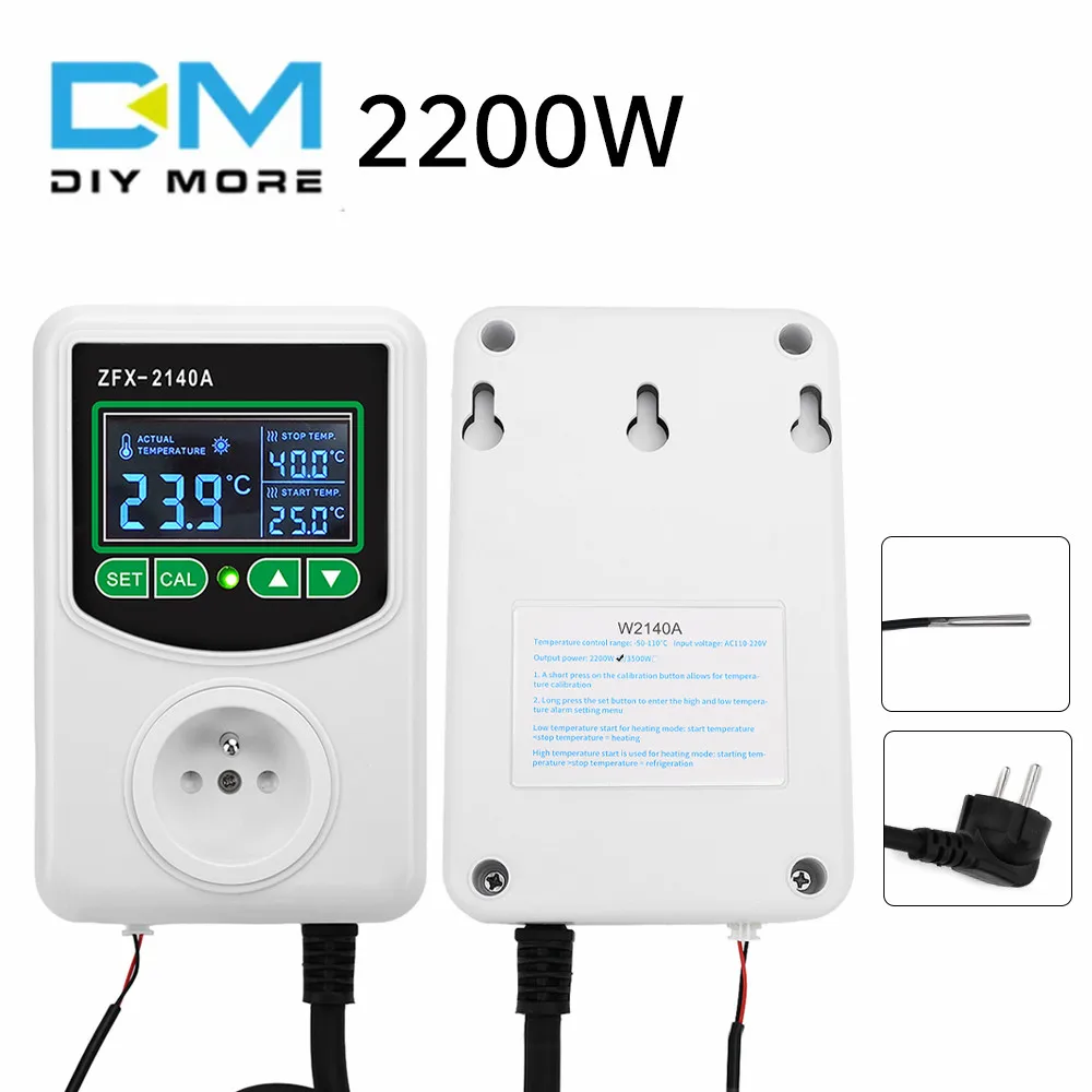 ZFX-2140A LCD Digital Thermostat High Precision High Power 2200W-3500W 16A NTC Thermistor Temperature Controlling 45-300 C