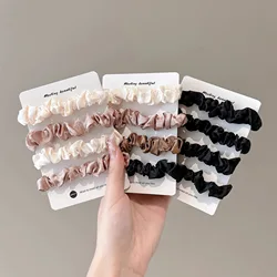 AWAYTR 6PCs Mixed Color Satin Rope Hairbands Hair Accessories For Woman Kids Ponytail Holder Elastic Scrunchies Rubber Bands