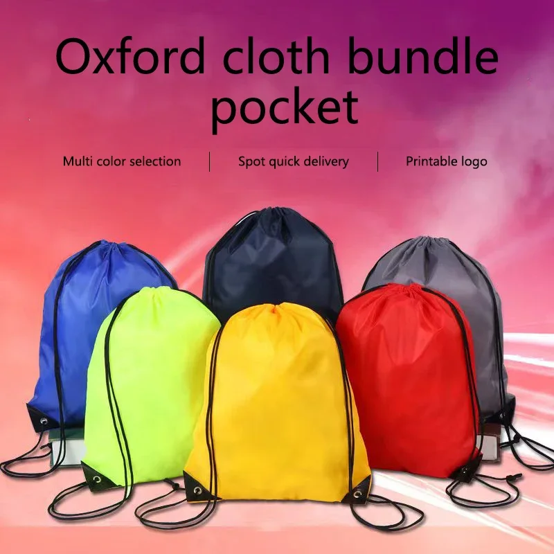 1PC Bolsa de Armazenamento para Esportes ao Ar Livre com Cordão e Alça, Impermeável, para Basquete, Mochila Oxford de Ombro Duplo com Cordão