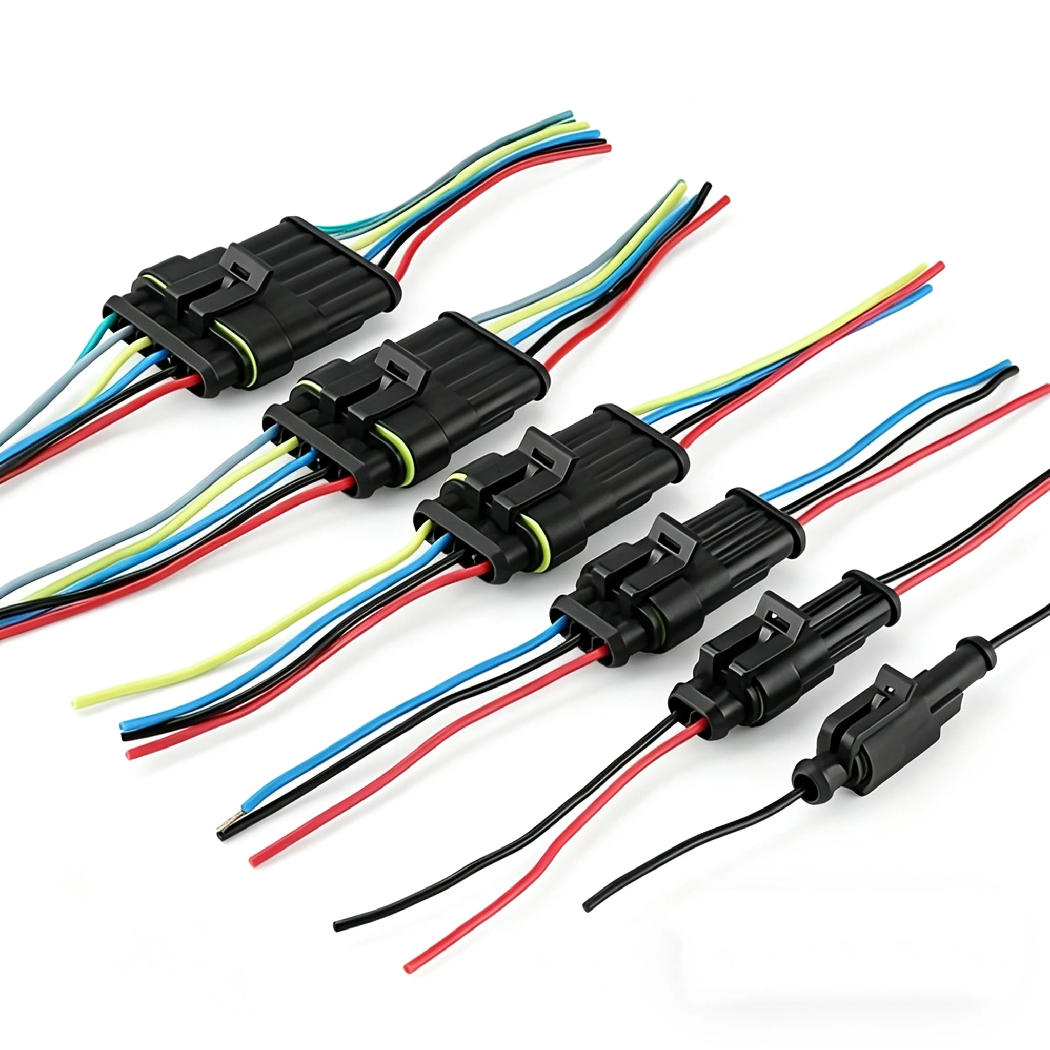 2 Sets 1/2/3/4/5/6-polige Auto-Elektrosteckverbinder, Stecker und Buchse, 18 AWG Kabelbaum für Auto und Motorrad