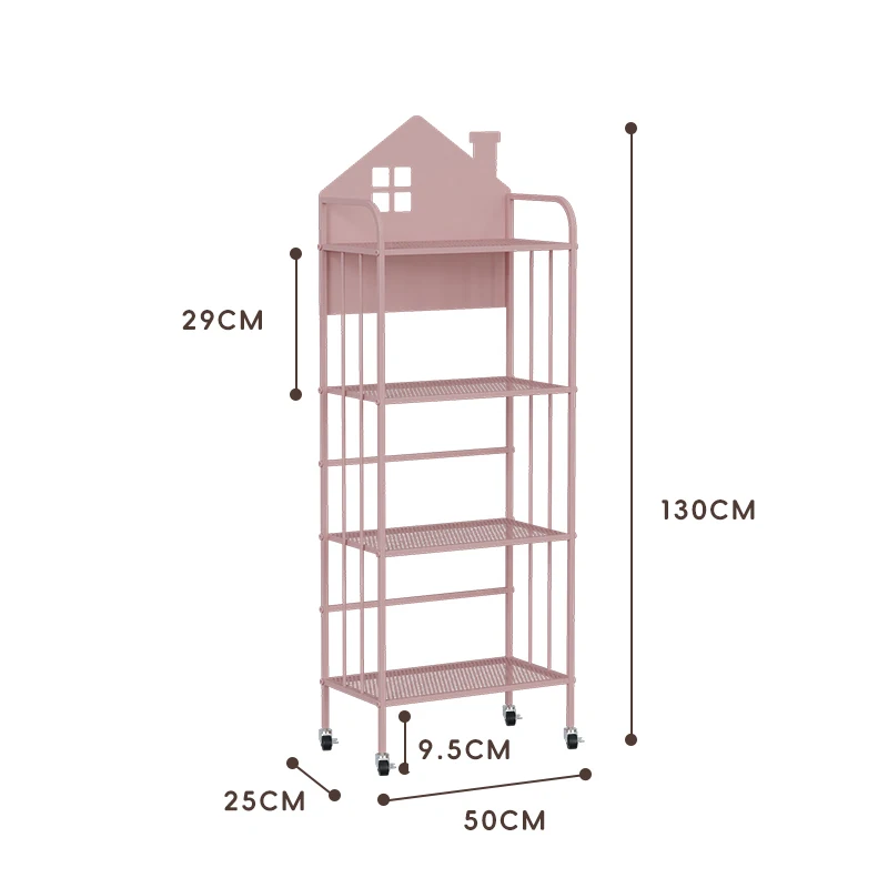 Simple Wheel Bookcases White Industrial Style Swivel Mobile Standing Organizer Bookshelf Magazine Estanteria Reading Furniture