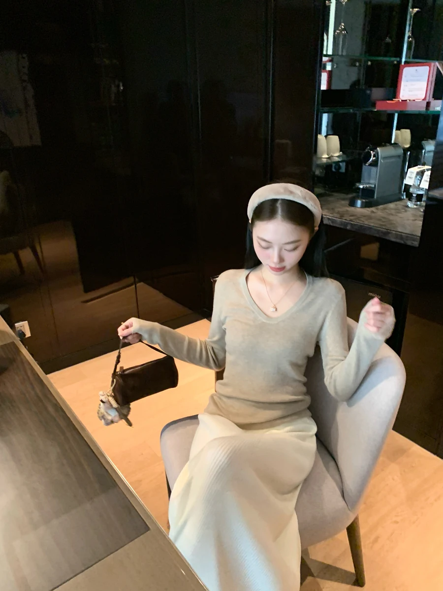 

Ele Long Sve Wool Knitted Base Layer Top Women's Slim Fit Sli Design Inner Wear Sweater Soft Comfortable Autumn Ne...