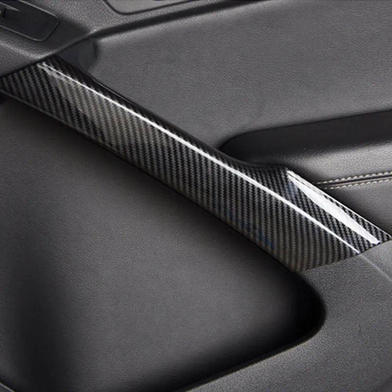 4pcs ABS Carbon Fiber Texture Interior Door Armrest Panel Door Pull Handle Cover Trim For VW Tiguan 2008 - 2016