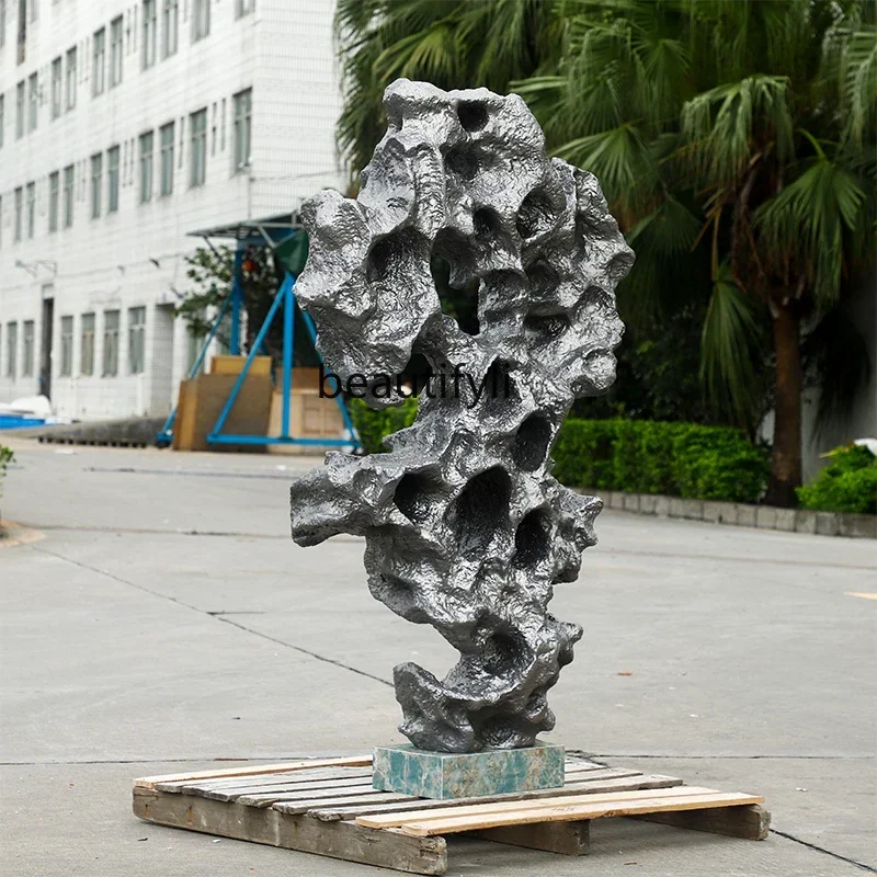 

yj21 Outdoorgarden landscape installation Taihu stone floor-to-ceiling sculpture hotel front desk hall fiberglass decorative orn