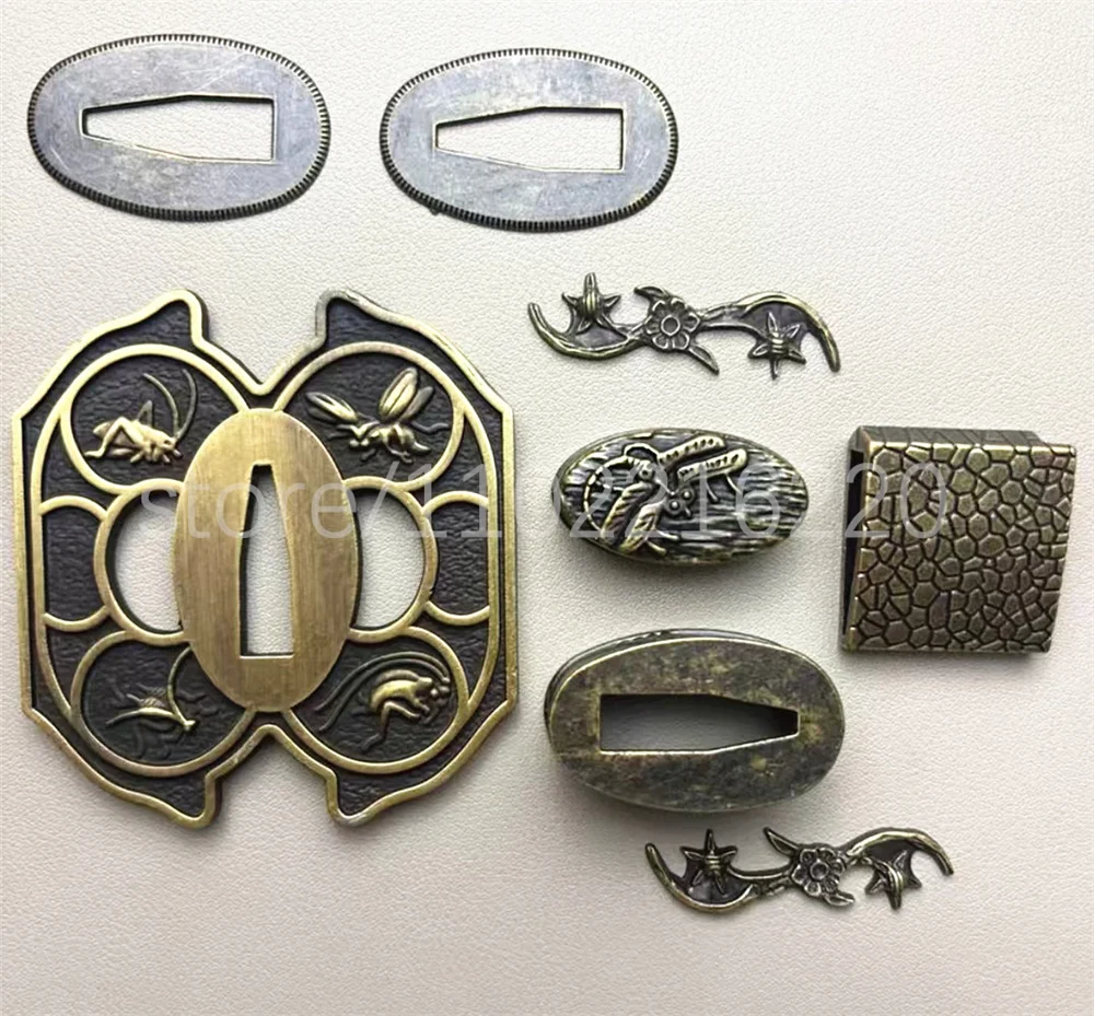 Very Nice Alloy Tsuba Handguard Guard Fuchi Kashira Menuki Habaki Seppa For Real Japanese Japan Samruai Katana Sword Fittings