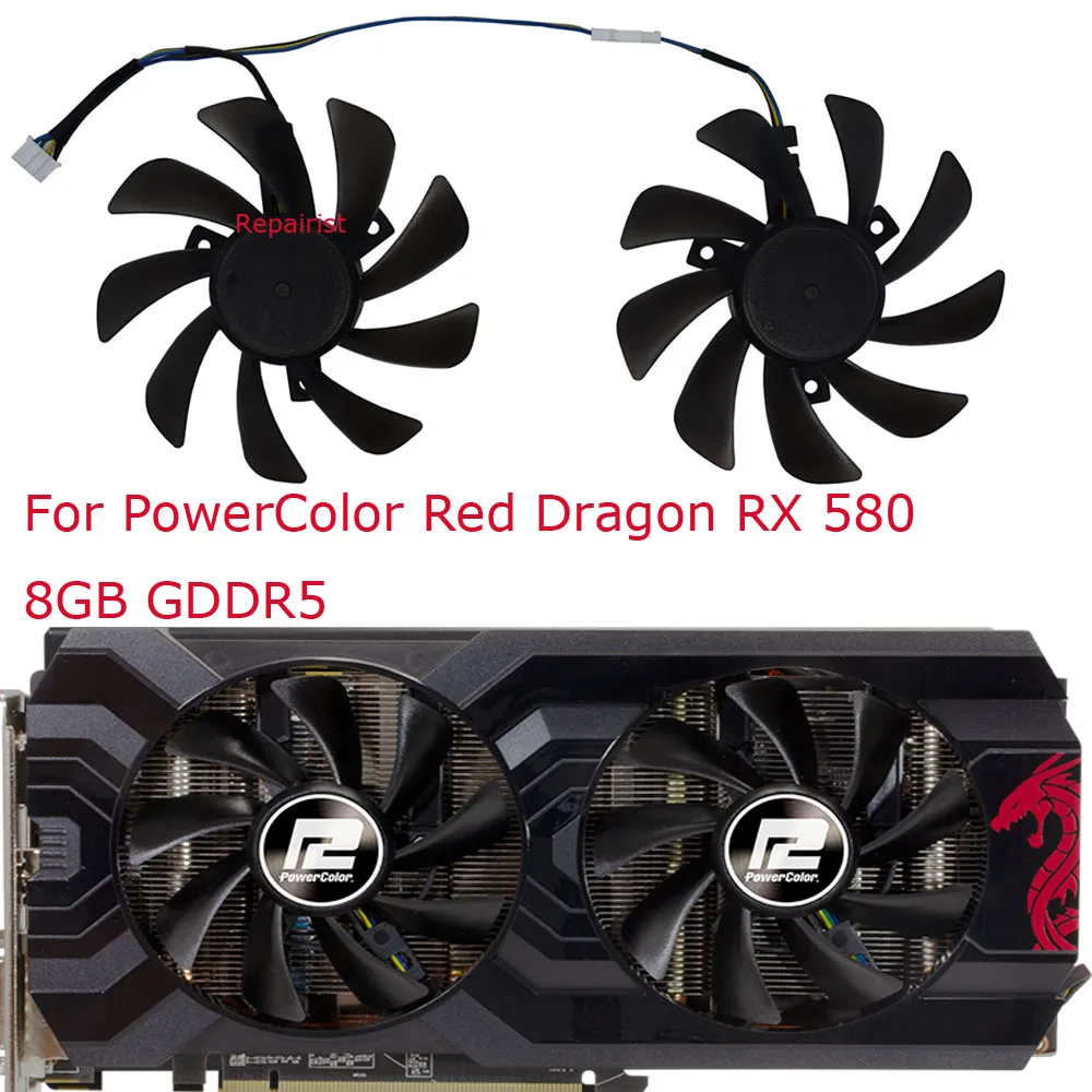 비디오 카드 선풍기, PowerColor Red Dragon RX590 GME 8GB,PowerColor Red Dragon RX 580 8GB,PowerColor Red Dragon RX 570 8GB,, 그래픽 카드 냉각용, CF9015H12S, 세트당 2 개