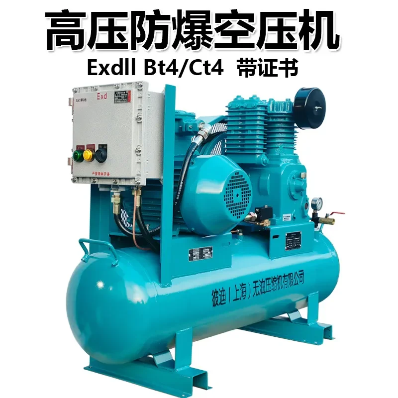 Recycling Machine 2026 High pressure explosion-proof air compressor oil-free piston silent 1 cubic mine 15KW dust CT4 air