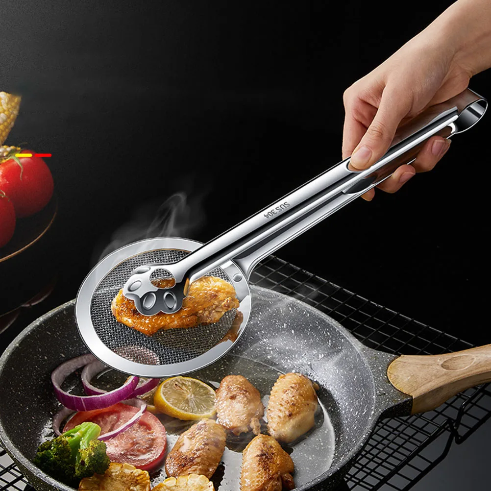 

Fine Mesh Oil Strainer Clip Stainless Steel Frying Cooking Strainer Spoon Kitchen Oil Filter Oil-Frying Filter Clip