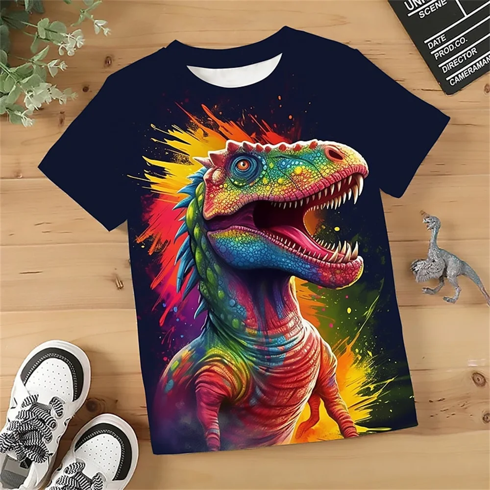 2024 Cartoon Casual T-Shirts Kinder Geburtstag Geschenk T-shirts Baby Kleidung Dinosaurier 3d Gedruckt Lustige T Shirt Kinder Jungen Mädchen