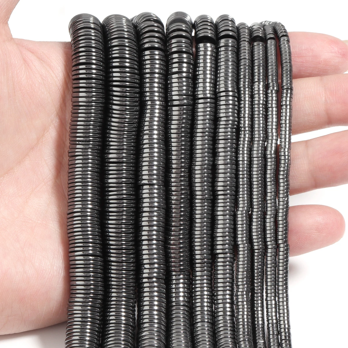 240-300 Stück/Set 3 4 6 8 10mm Flache Runde Hämatit Naturstein Zwischenperlen Scheibenperlen Lose Perlen DIY Armband Schmuckherstellung Zubehör – Detail 10