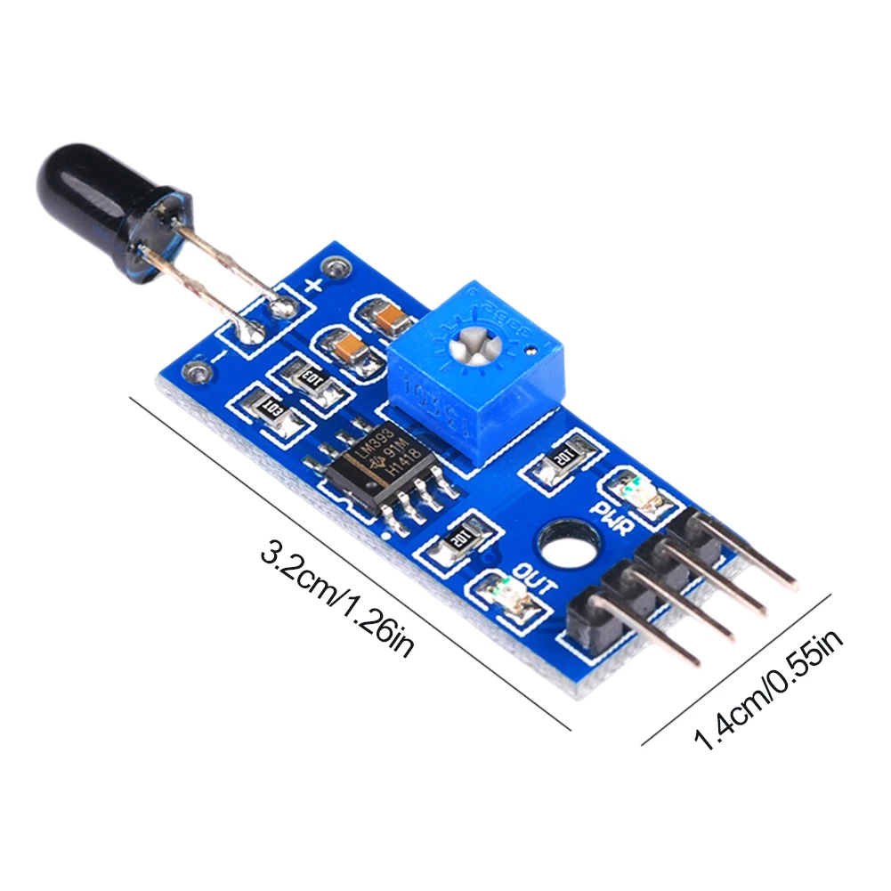 Módulo Sensor de detección de llama IR de 4 pines, Detector de incendios de 3,3 V-5V, módulo receptor infrarrojo, sensibilidad ajustable para Kit Arduino DIY