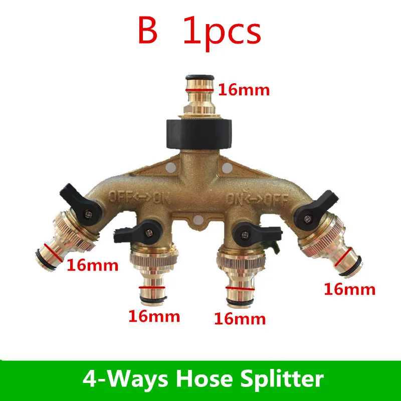 Brass 4-Ways Hose Splitter  Nipple Connect Y-Type Water Distributor  Water Separator Water Gun Irrigation Garden Automatic Water