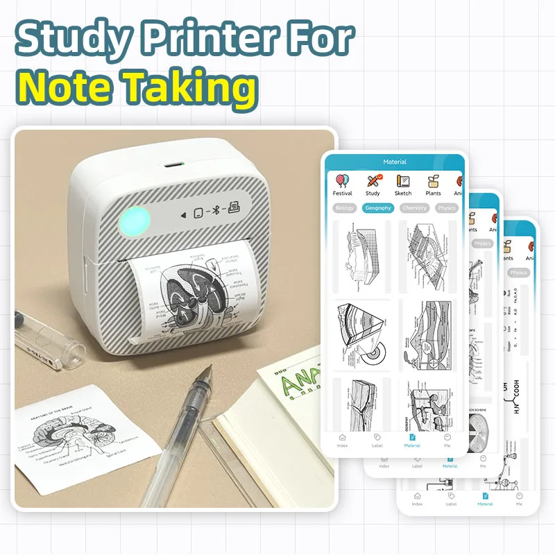 Thermal Label Printer B3 Protable Bluetooth Wireless Self-Adhesive Printer Tag Price Machine for Office School Kitchen