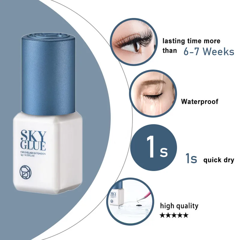 10 bottiglie di colla SKY per l'estensione delle ciglia Corea 5ml Nero Rosso Blu Cap Beauty Health Lava Lash Shop Strumenti di trucco Adesivo