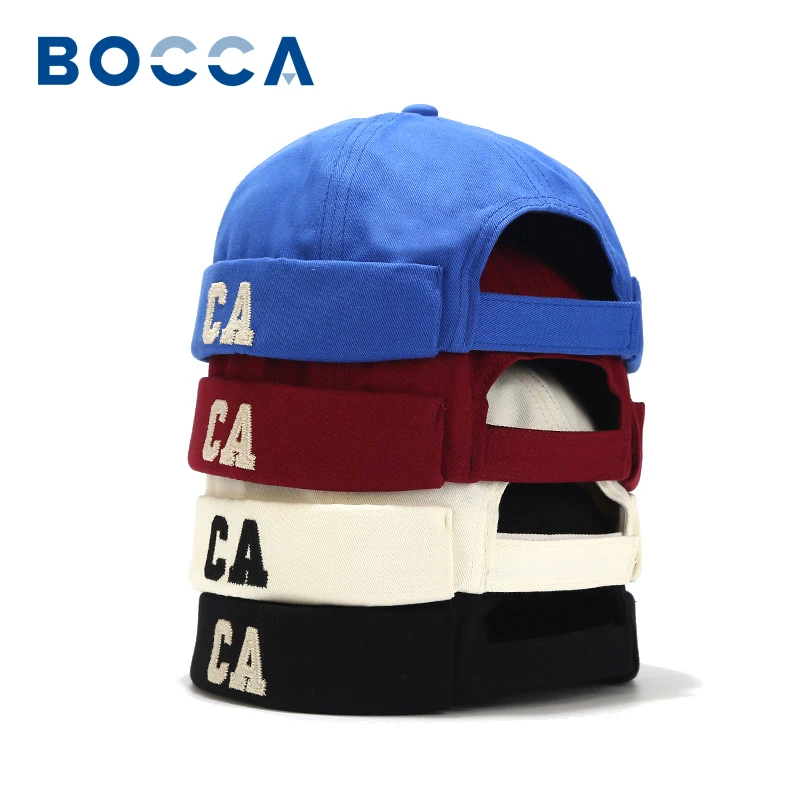 

Bocca Letter Docker Cap Brimless Caps Without Visor Beanie Skullcap Solid Color Dome Hat Adjustable Cotton Patch Men Women