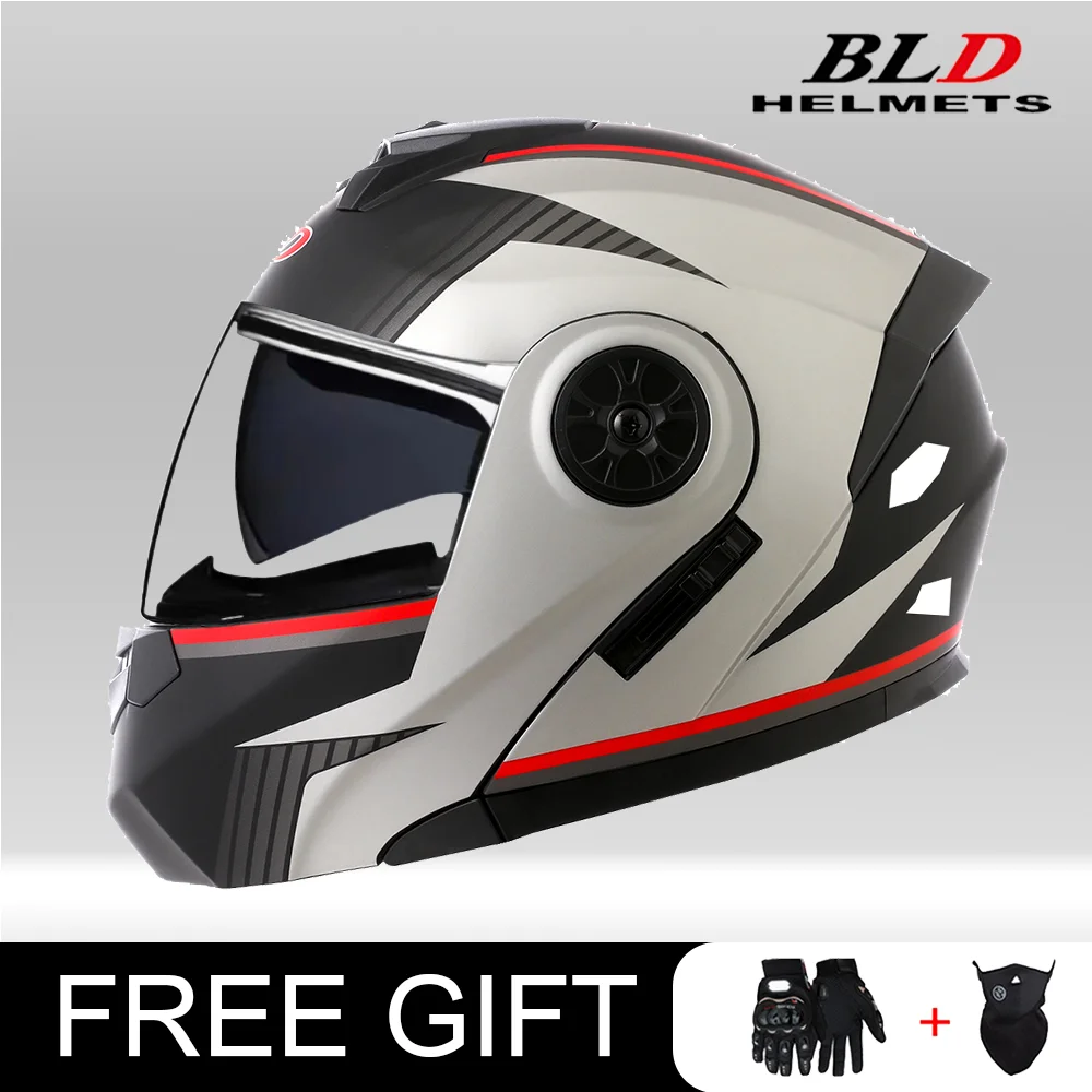 BLD Full Face Helmet Motorcycle Bike Racing ATV Crash Helmet DOT ECE Certified Dual Visor Anti-Fog Safety Hard Casco Moto Adult