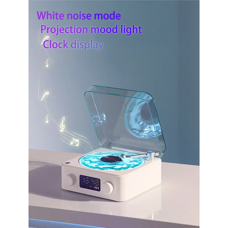 Retro vinyl record portable bluetooth speaker sleep aid turntable white noise RGB light HIFI sound quality player