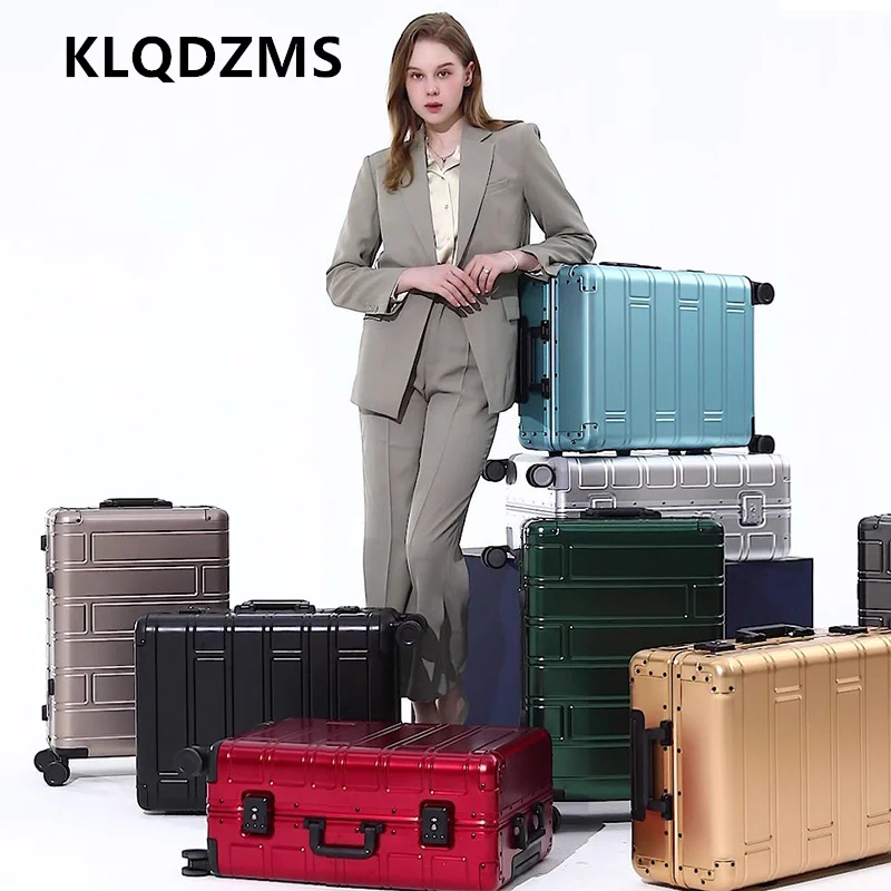 

KLQDZMS мужской чемодан на колесиках из алюминиевого магниевого сплава 20 "24" 28 дюймов интернатная коробка универсальный чемодан на колесиках