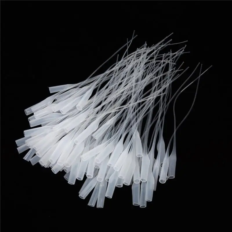 100Pcs Glue Dropper Rat Tail Glue Dropper MicroTips Plastic Glue Bottle Tips Precision Dropping Tube Nozzle For Crafting Lab